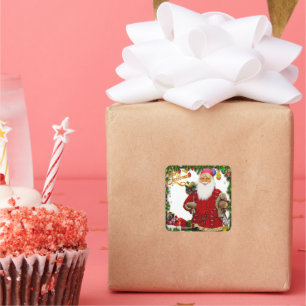 Vintage Santa Merry Christmas Square Sticker