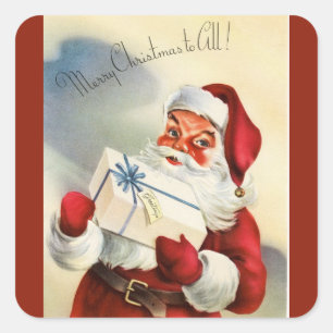 Vintage Santa Merry Christmas to All Square Sticker