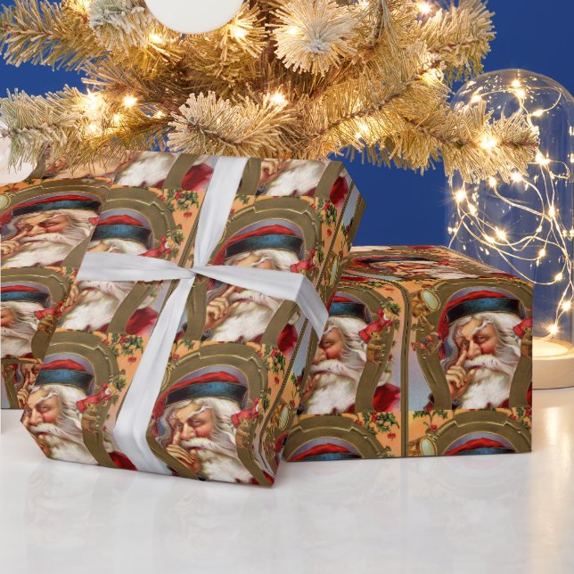Vintage Santa Merry Christmas Wrapping Paper (Holidays)