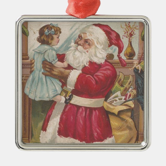 Vintage Santa Metal Tree Decoration (Front)