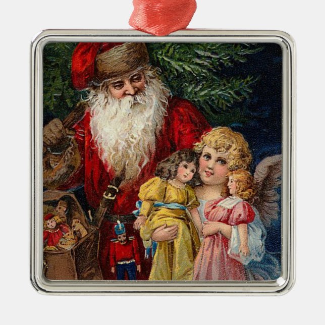 Vintage Santa Metal Tree Decoration (Front)