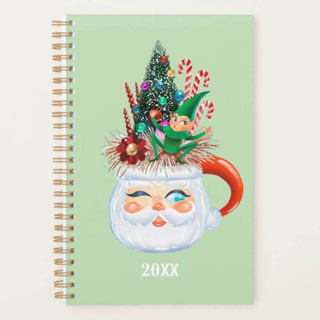 Vintage Santa Mint Green Planner (Front)