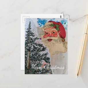 Vintage Santa Mixed Collage Merry Christmas Postcard
