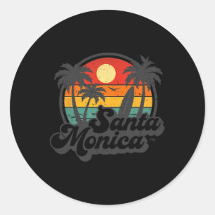 Vintage Santa Monica Beach California Surf Surfing Classic Round Sticker