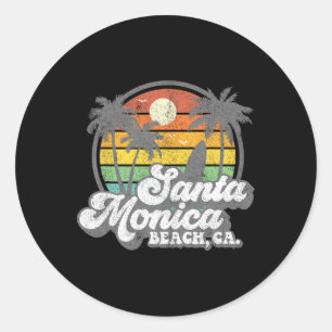 Vintage Santa Monica Beach California Surf Surfing Classic Round Sticker