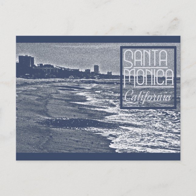 Vintage Santa Monica California Beach Travel Postcard (Front)