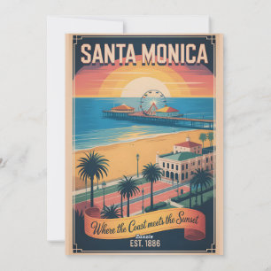 Vintage Santa Monica California Retro Travel Holiday Card