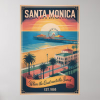 Vintage Santa Monica California Retro Travel
