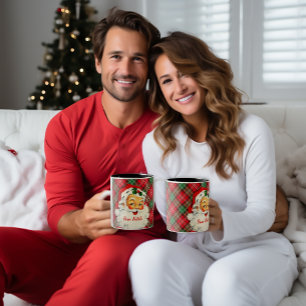 Vintage Santa Multilingual Merry Christmas Two-Tone Coffee Mug