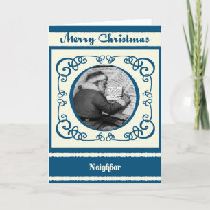 Vintage Santa Neighbour Christmas Holiday Card