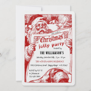 Vintage Santa Newspaper Christmas Party Invitation