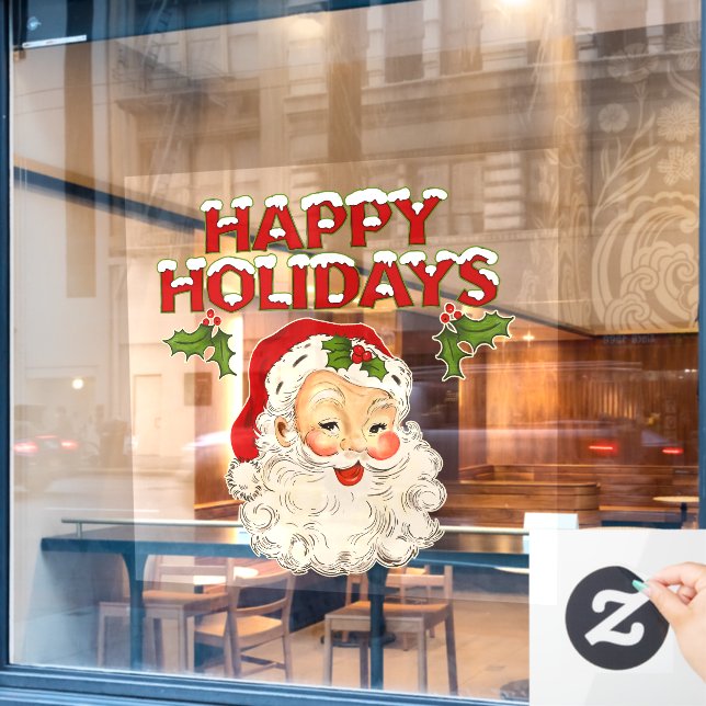 Vintage Santa No 2 Window Cling (Cafe Window)