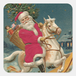 Vintage Santa on a Rocking Horse Envelope Seals