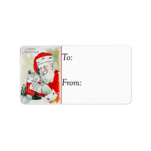 Vintage Santa On The Phone Gift Tag