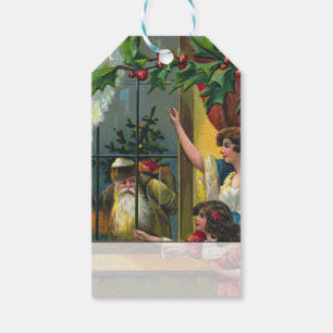 Vintage Santa Outside the Window Christmas Gift Tags