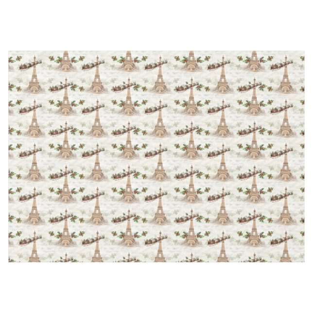 Vintage Santa over Paris Christmas Tablecloth (Front (Horizontal))