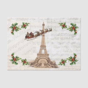 Vintage Santa over Paris Christmas Tissue Paper