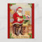 Vintage Santa Painting a Doll House Postcard