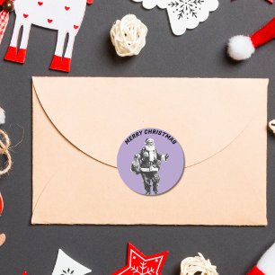 Vintage Santa Pale Purple Classic Round Sticker