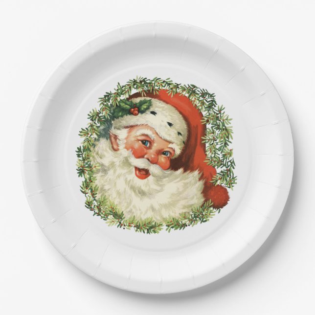 Vintage Santa Paper Plate (Front)