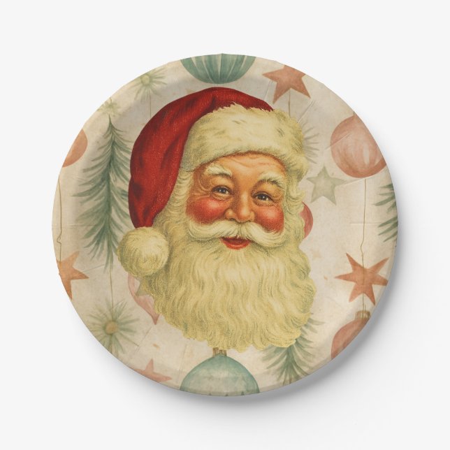 Vintage Santa Paper Plates (Front)