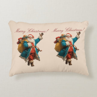 Vintage Santa Personalised Christmas Design Decorative Cushion