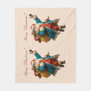 Vintage Santa Personalised Christmas Design Fleece Blanket