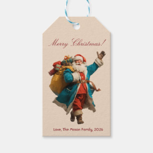 Vintage Santa Personalised Christmas Design Gift Tags