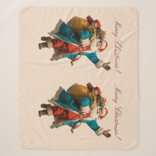 Vintage Santa Personalised Christmas Design Sherpa Blanket