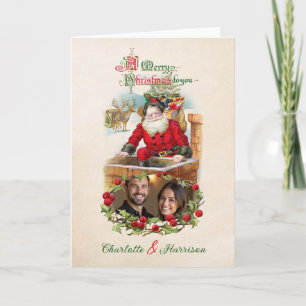 Vintage Santa Photo Christmas Card