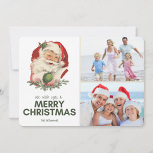 Vintage Santa Photo Merry Christmas Greeting Holiday Card