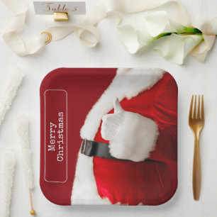 Vintage Santa Photograph Typewriter Text Christmas Paper Plate
