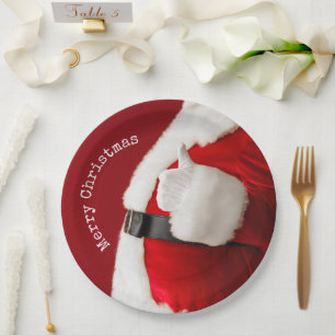 Vintage Santa Photograph Typewriter Text Christmas Paper Plate