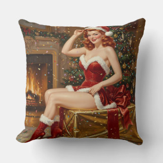 Vintage Santa Pin-up Art Cushion