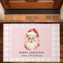 Vintage Santa Pink Gingham Personalised Christmas