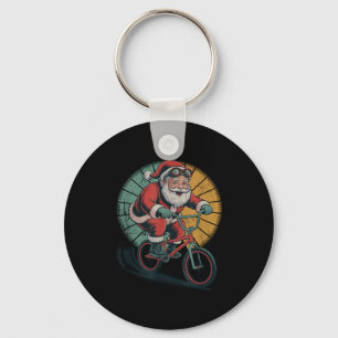 Vintage Santa Playing Bmx Retro Christmas Holiday  Key Ring