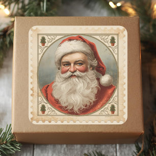 Vintage Santa Portrait Classic Christmas Postage Square Sticker