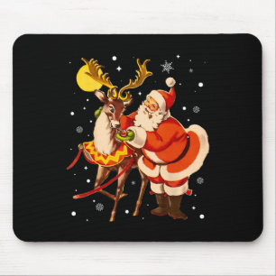 Vintage Santa Reindeer Retro 1950s Christmas Pajam Mouse Mat