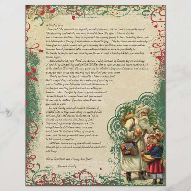 Vintage Santa Retro Circle Christmas Letter (Front)