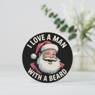 Vintage Santa Retro I Love A Man With A Beard Xmas Holiday Card