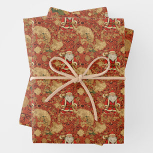 Vintage Santa Retro Xmas Christmas Pattern No1 Wrapping Paper Sheet