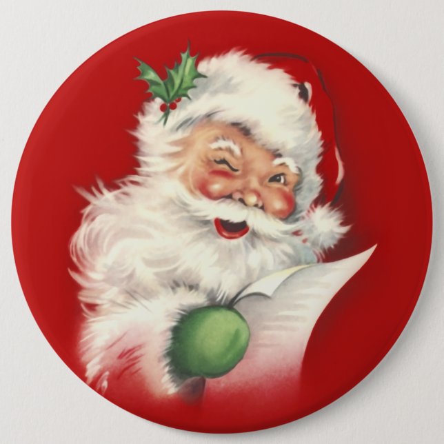 Vintage Santa Reworked! 6 Cm Round Badge (Front)