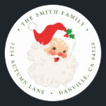 Vintage Santa Round Christmas Return Address Label<br><div class="desc">Cute Vintage Retro Santa Claus Christmas Return Address Label.
These holiday return address labels are sure to add a festive touch to your Christmas cards!</div>