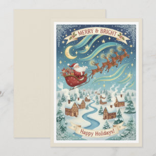 Vintage Santa’s Sleigh Ride Christmas Holiday Card