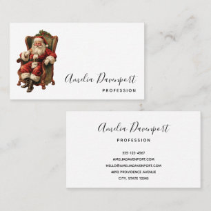 Vintage Santa Sitting in a Comfy Chair Christmas Business Card