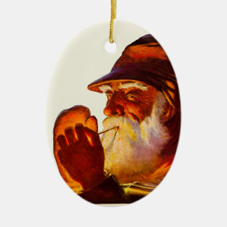 Vintage Santa Smoking Pipe Hunter Ceramic Tree Decoration