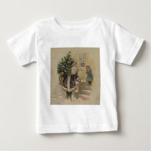 Vintage Santa Snow Christmas Tree Baby T-Shirt