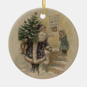 Vintage Santa Snow Christmas Tree Ceramic Tree Decoration