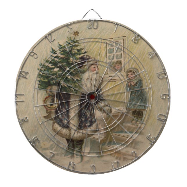 Vintage Santa Snow Christmas Tree Dartboard (Front)