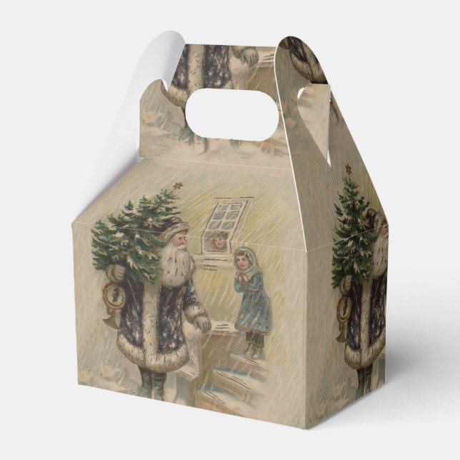 Vintage Santa Snow Christmas Tree Favour Box (Front Side)